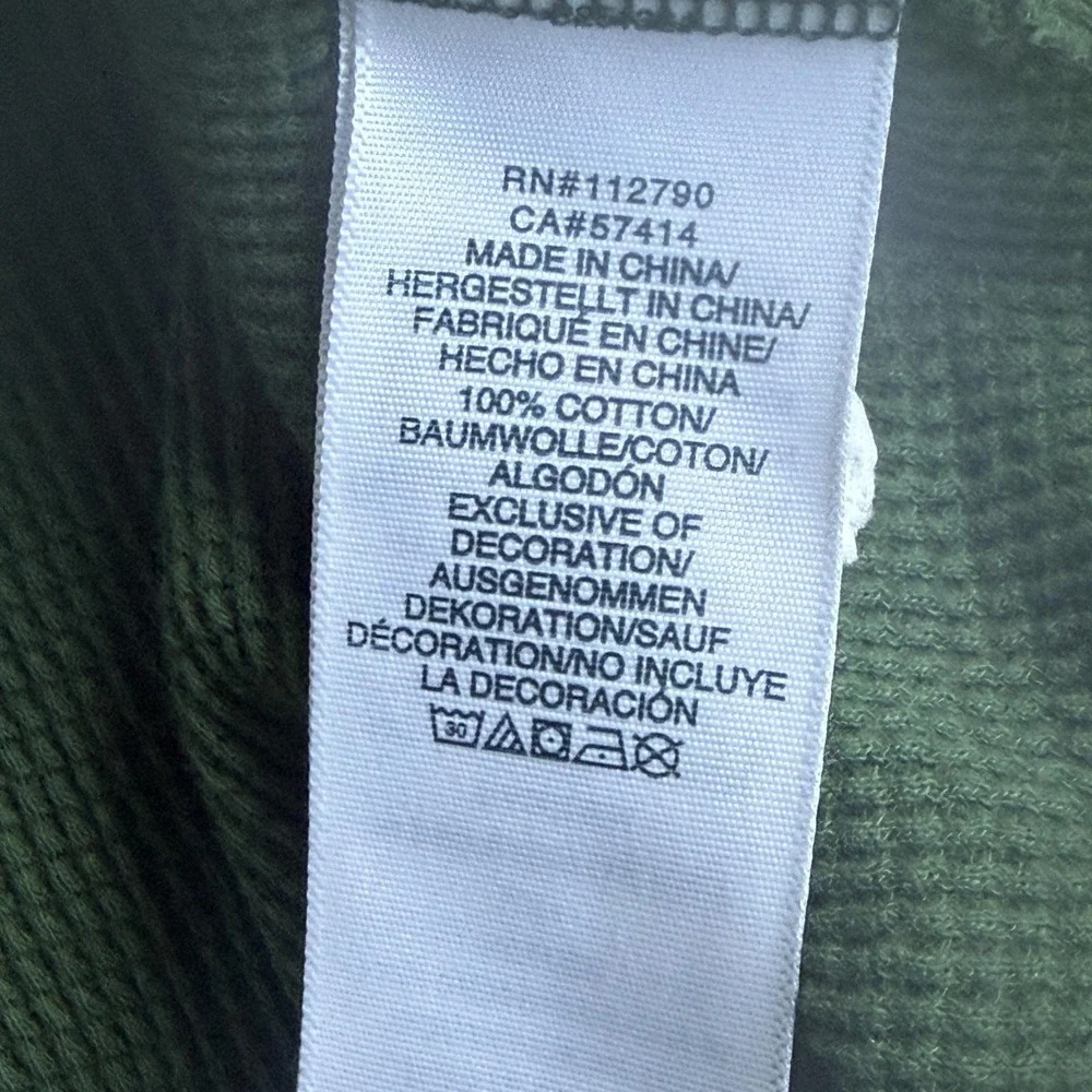 True Religion Shirt Mens 3XL Green Waffle Thermal Long Sleeve Henley Patch Logo